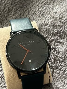 Ted Baker Black Dial Watch with blue Strap and Orange Hands